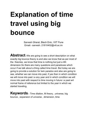 Explanation of Time Travel Using Big Bounce