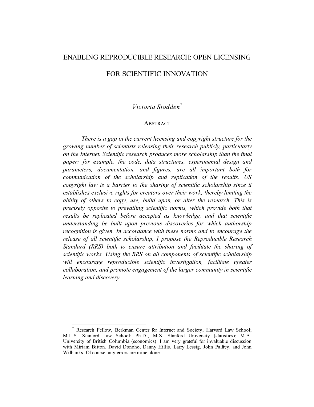 Enabling Reproducible Research: Open Licensing