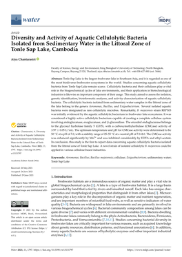 Diversity and Activity of Aquatic Cellulolytic Bacteria Isolated from Sedimentary Water in the Littoral Zone of Tonle Sap Lake, Cambodia