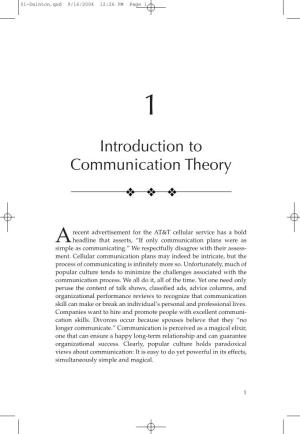 Introduction to Communication Theory ❖ ❖ ❖