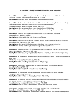 2012 Summer Undergraduate Research Fund (SURF) Recipients