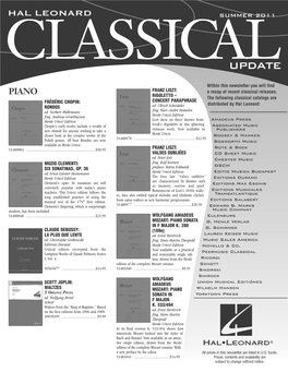 2011 Summer Classical Update