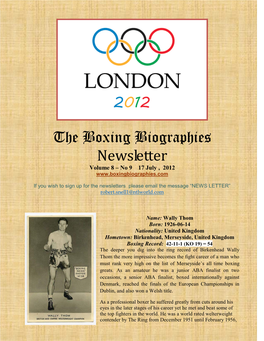 The Boxing Biographies Newsletter Volume 8 – No 9 17 July , 2012