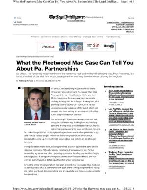 What the Fleetwood Mac Case Can Tell You About Pa. Partnerships | the Legal Intellige