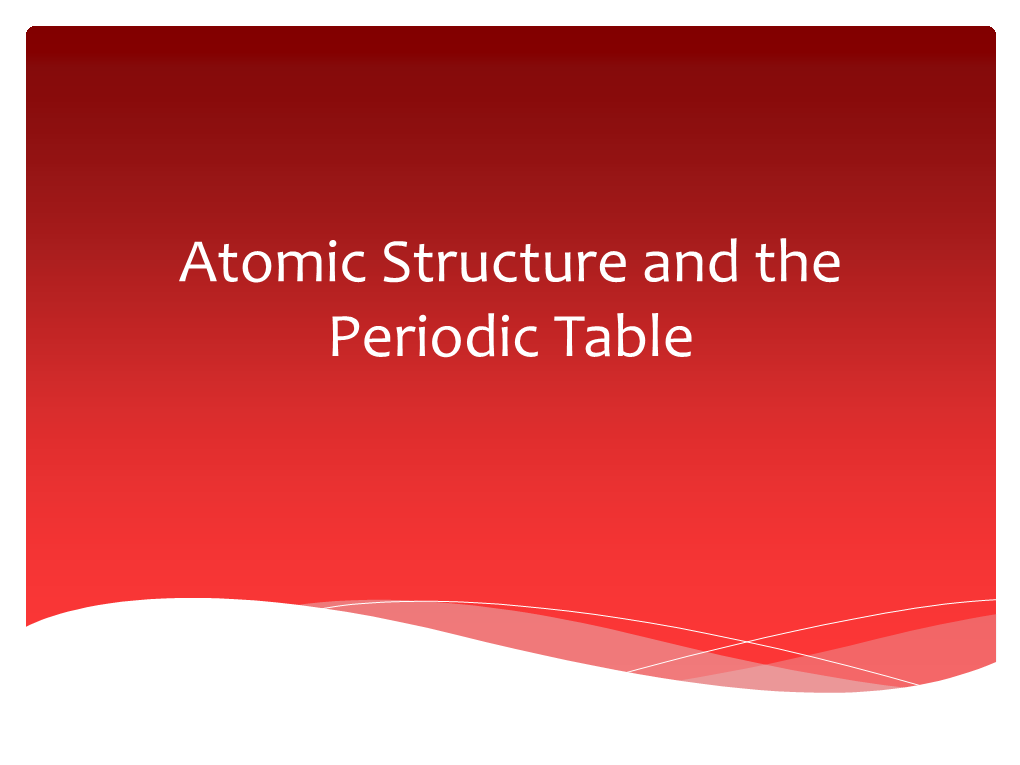 Atomic Structure and the Periodic Table the Electronic Structure of an Atom Determines Its Characteristics Studying Atoms by Analyzing Light Emissions/Absorptions