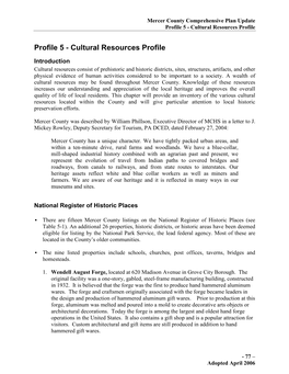 Profile 5 - Cultural Resources Profile