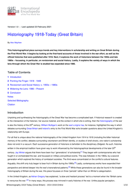 Historiography 1918-Today (Great Britain) | International Encyclopedia