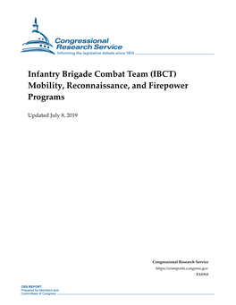 Infantry Brigade Combat Team (IBCT) Mobility, Reconnaissance, and Firepower Programs