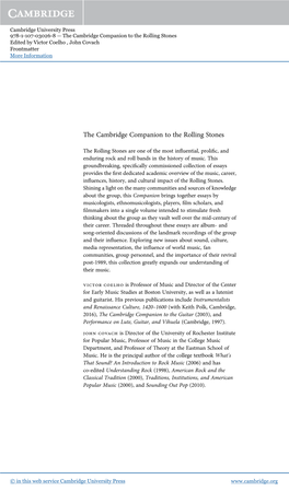 The Cambridge Companion to the Rolling Stones Edited by Victor Coelho , John Covach Frontmatter More Information