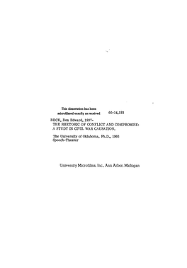 University Microfilms, Inc., Ann Arbor, Michigan the ÜNIVERSITT of OKLAHOMA