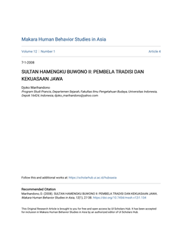 Sultan Hamengku Buwono Ii: Pembela Tradisi Dan Kekuasaan Jawa