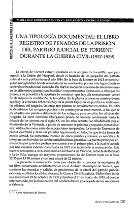 El Libro Registro De Penados De La Prisión Del Partido Judicial De Torrent