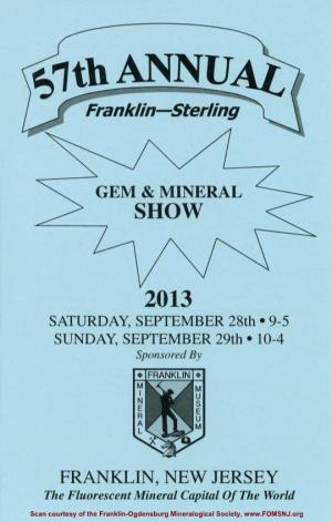 57Th Annual Franklin-Sterling Gem and Mineral Show