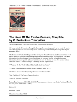 The Lives of the Twelve Caesars, and the Lives of the Grammarians