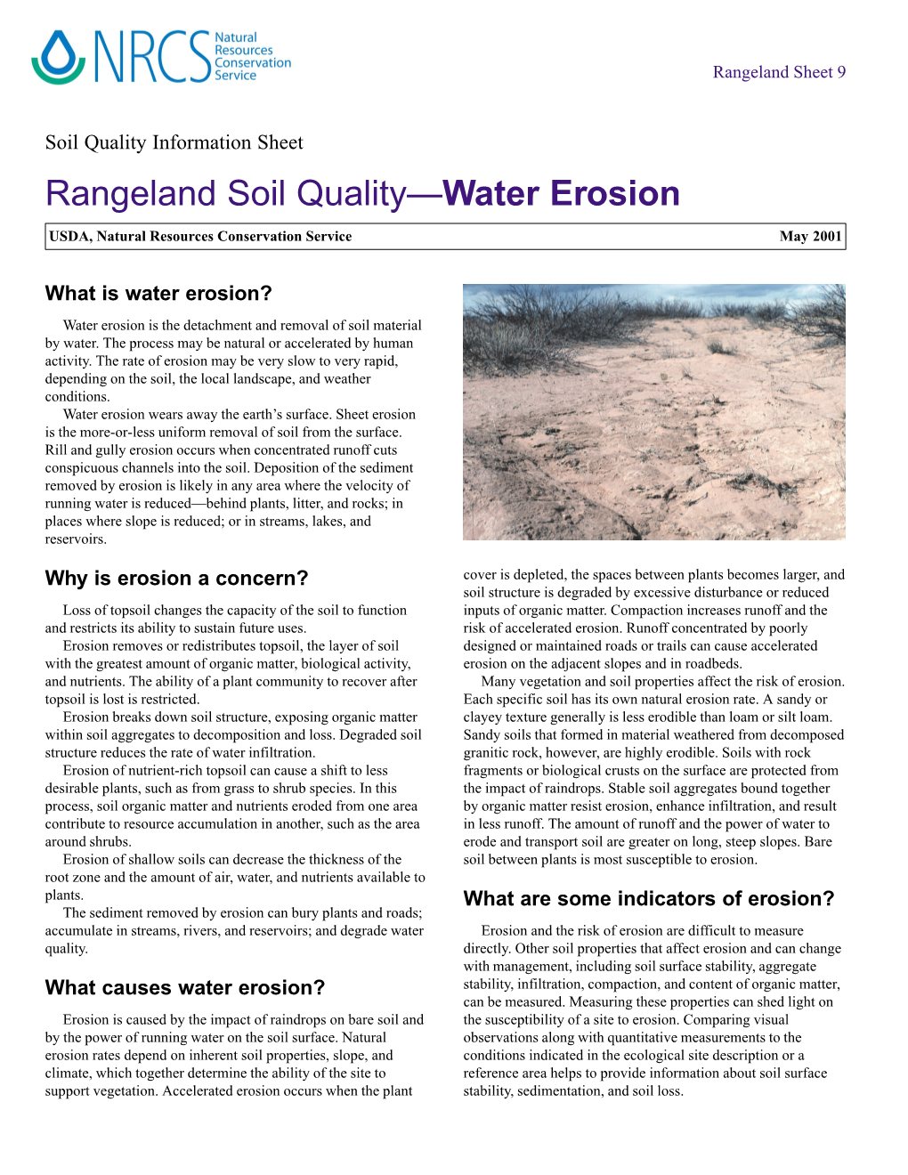 Rangeland Soil Quality—Water Erosion