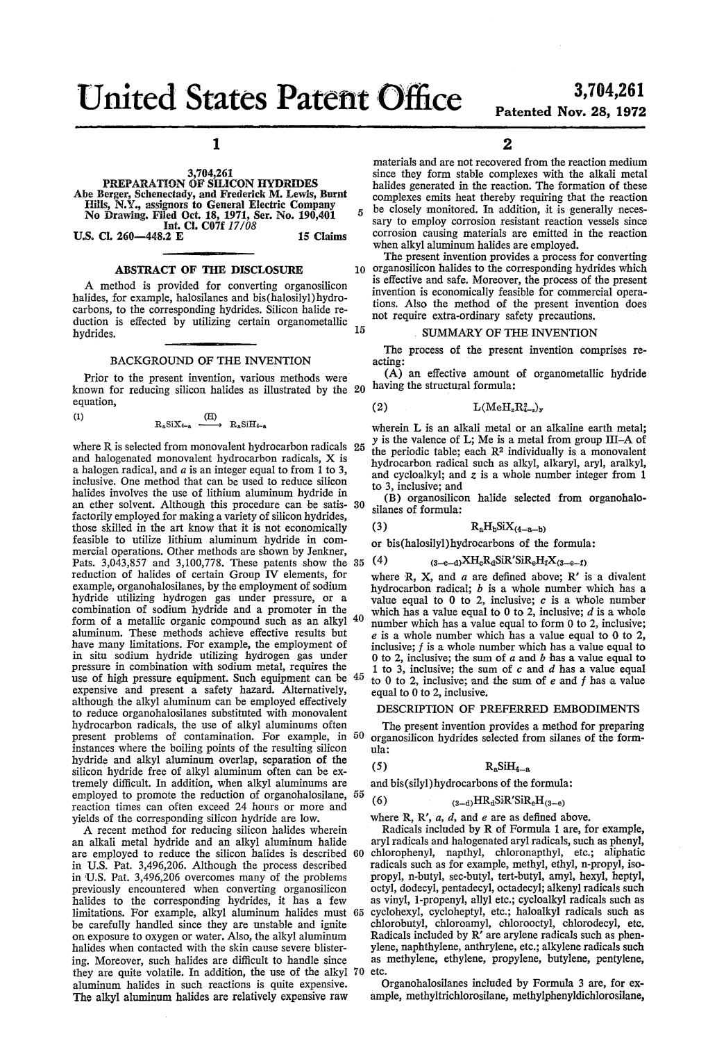 United States Patent Office Patented Nov