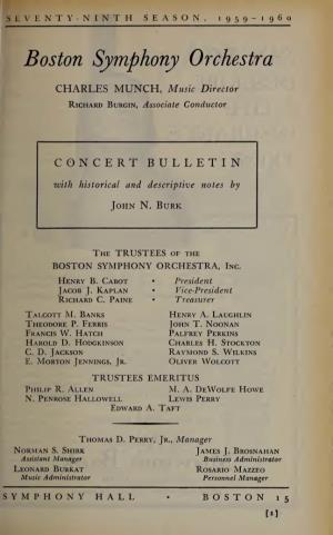 Boston Symphony Orchestra Concert Programs, Season 79, 1959-1960