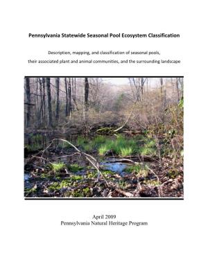 Pennsylvania Statewide Seasonal Pool Ecosystem Classification