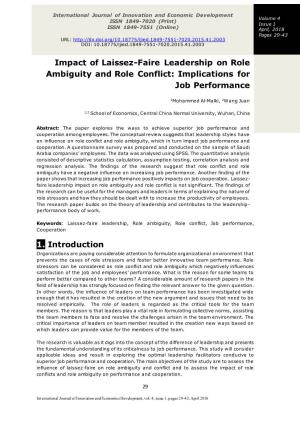 Impact of Laissez-Faire Leadership on Role Ambiguity and Role Conflict: Implications for Job Performance
