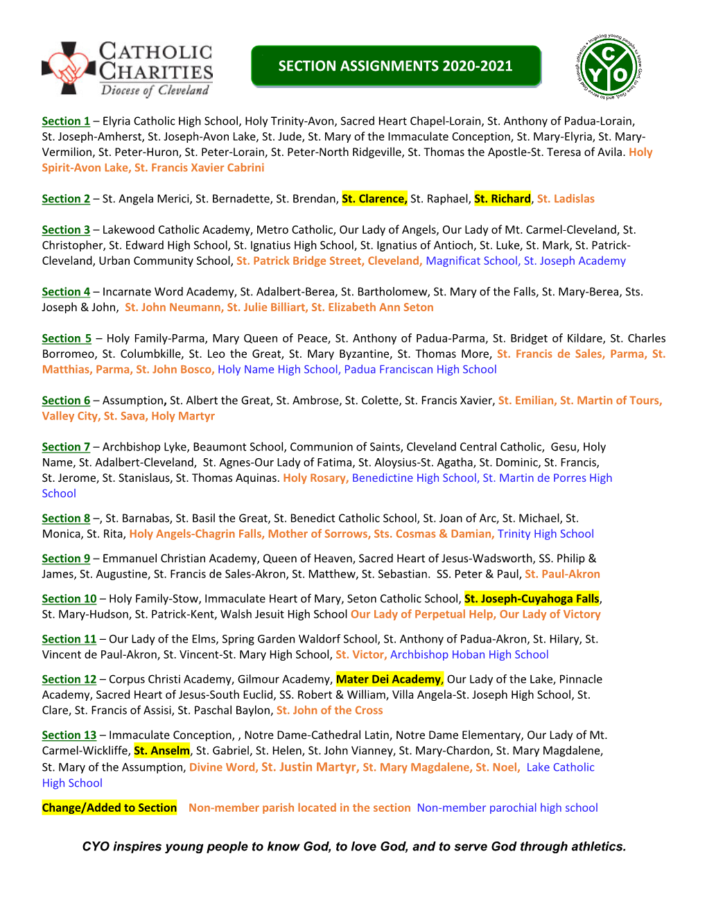 Section Assignments 2020-2021