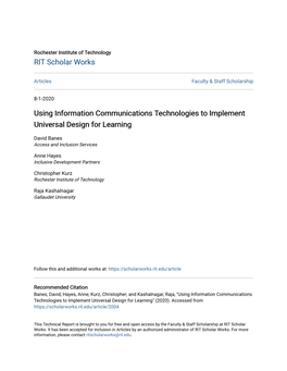 Using Information Communications Technologies to Implement Universal Design for Learning