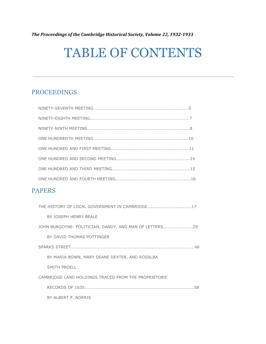 Table of Contents