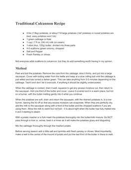 Traditional Colcannon Recipe