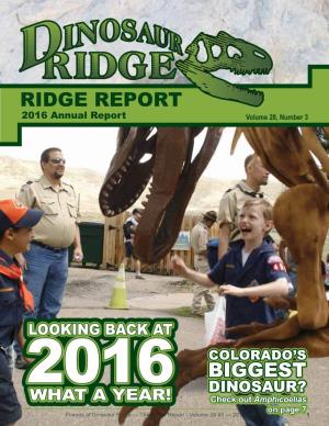 RIDGE REPORT 2016 Annual Report Volume 28, Number 3