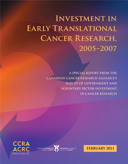 Investment in Early Translational Cancer Research in Canada, 2005–2007
