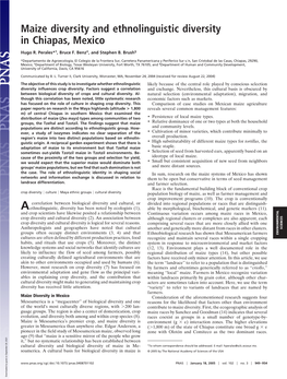 Maize Diversity and Ethnolinguistic Diversity in Chiapas, Mexico