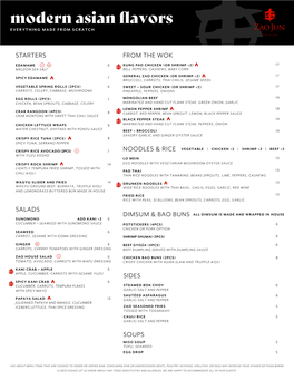 Menu Items That Are Cooked to Order Or Served Raw