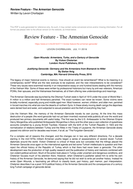 The Armenian Genocide Written by Levon Chorbajian
