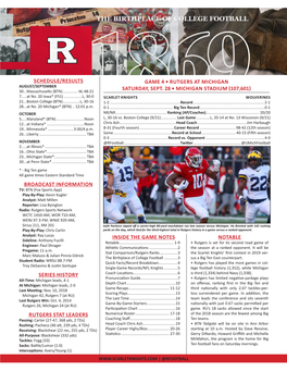 RUTGERS at MICHIGAN AUGUST/SEPTEMBER 30...Massachusetts (BTN)