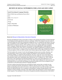 Review of Social Networking for Language Education