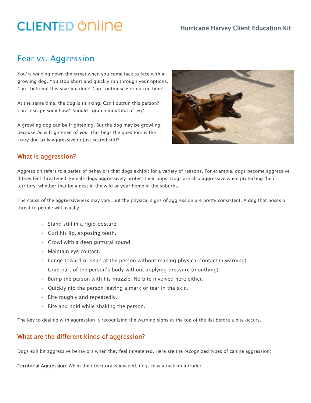 Fear Vs. Aggression