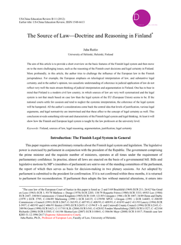The Source of Law-Doctrine and Reasoning in Finland