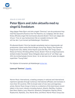 ​Peter Bjorn and John Aktuella Med Ny Singel