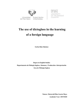 The Use of Dictogloss in the Learning of a Foreign Language