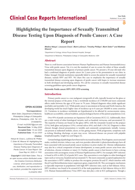 Highlighting the Importance of Sexually Transmitted Disease Testing Upon Diagnosis of Penile Cancer: a Case Report