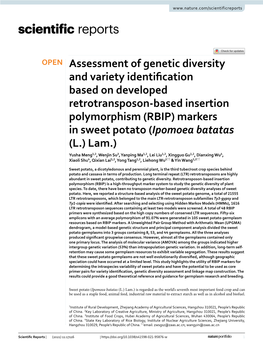Assessment of Genetic Diversity and Variety Identification Based