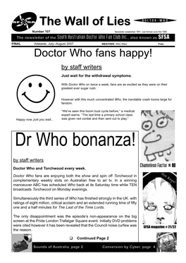 Dr Who Bonanza! by Staff Writers Chameleon Factor # 80 Doctor Who and Torchwood Every Week