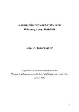Language Diversity and Loyalty in the Habsburg Army, 1868-1918 Mag