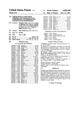 United States Patent (19) 11 Patent Number: 4,999,348 Cioca Et Al