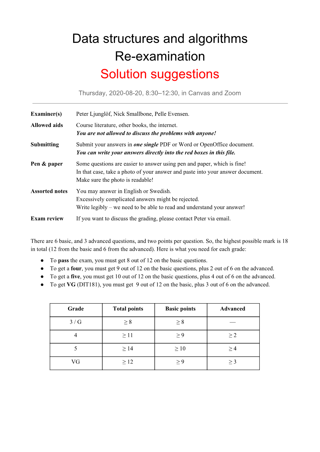 Red-Black Trees Important: There Are Two Questions N:O 6 – One About AVL Trees and One About Red-Black Trees