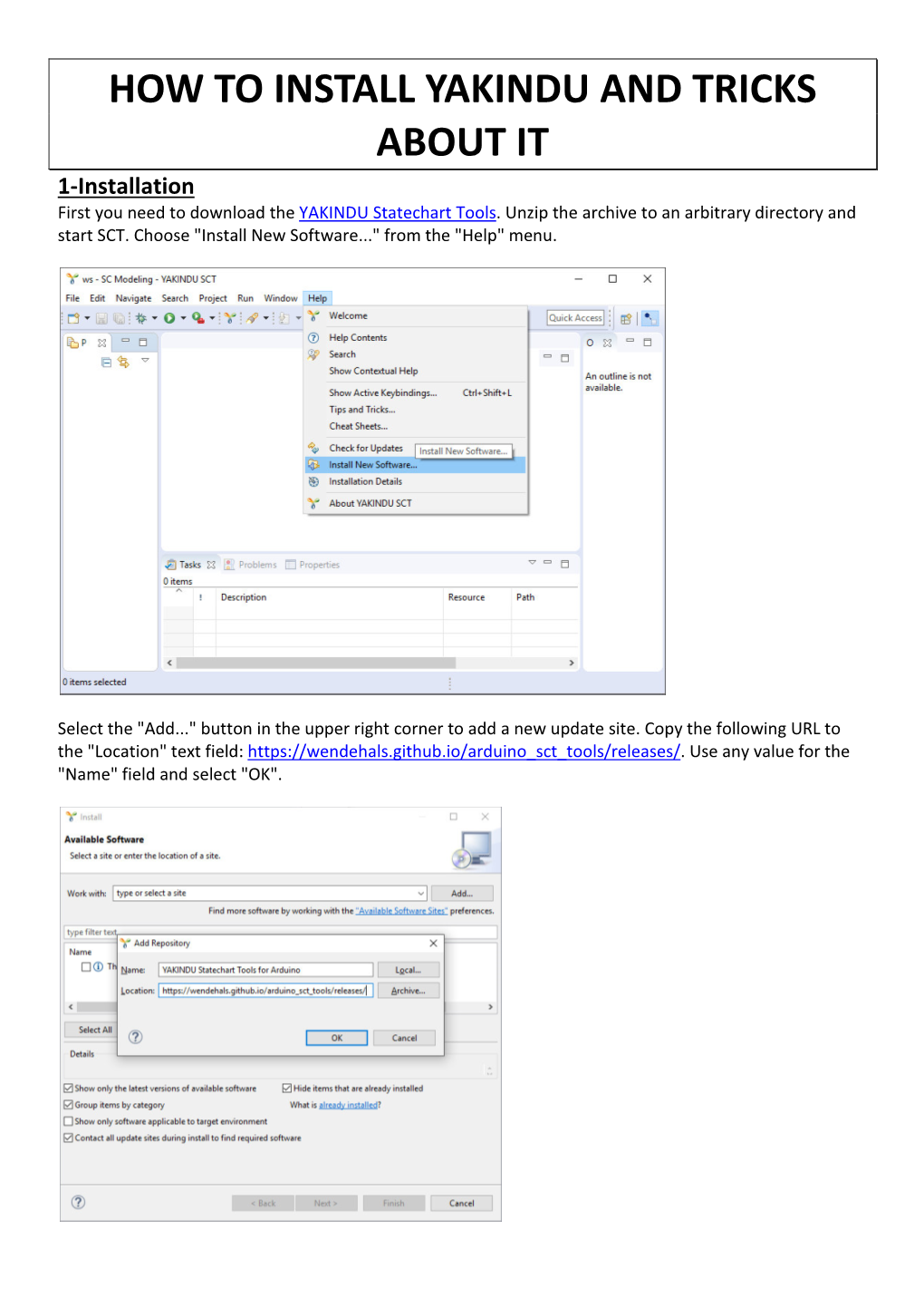 HOW to INSTALL YAKINDU and TRICKS ABOUT IT 1-Installation First You Need to Download the YAKINDU Statechart Tools