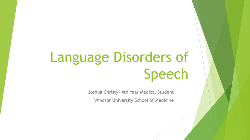 Language Disorders of the Brain