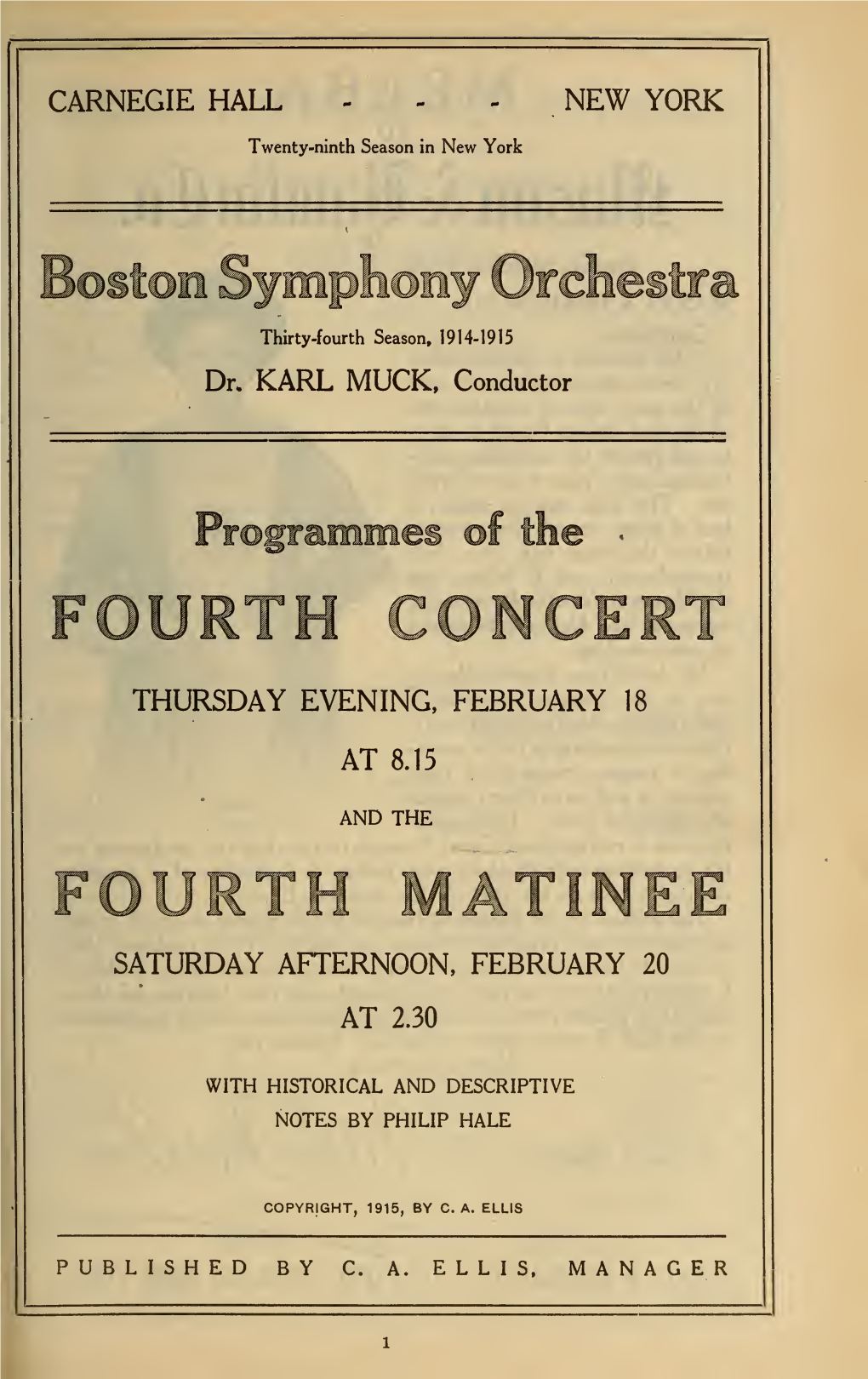Boston Symphony Orchestra Concert Programs, Season 34,1914-1915, Trip