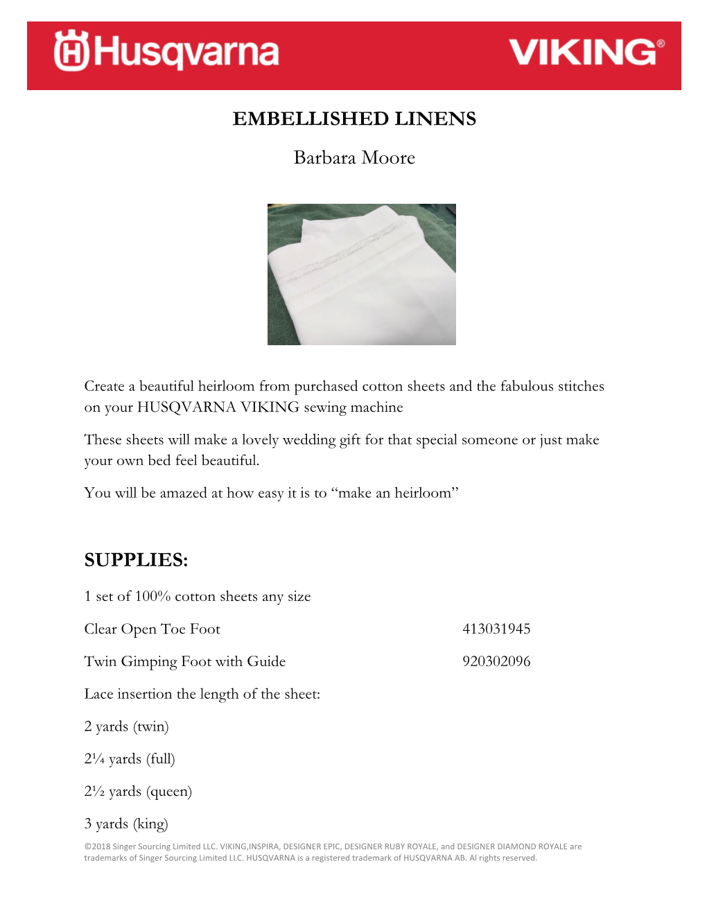 EMBELLISHED LINENS Barbara Moore SUPPLIES