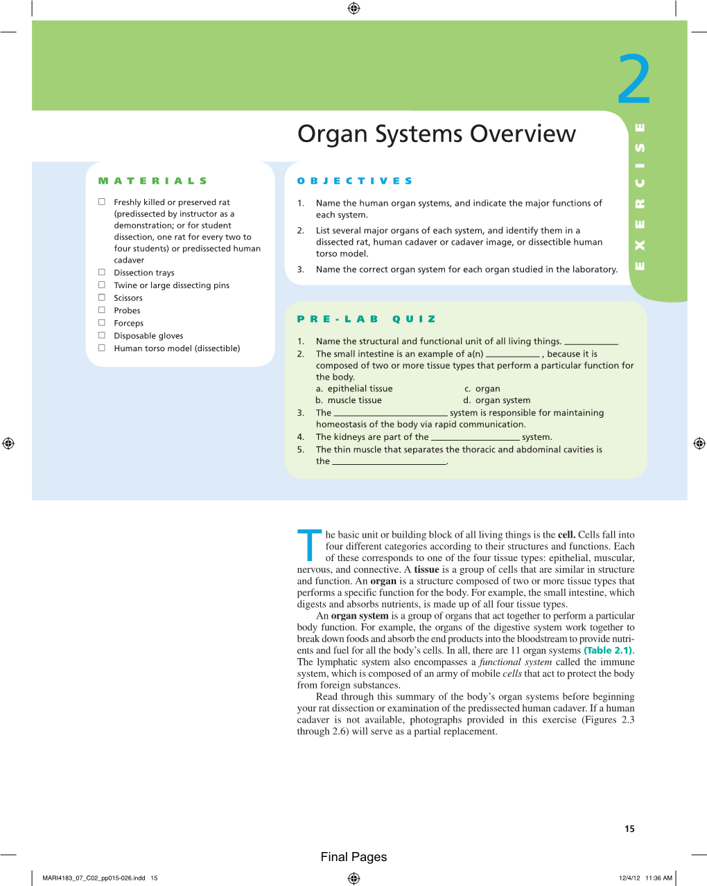 Organ Systems Overview