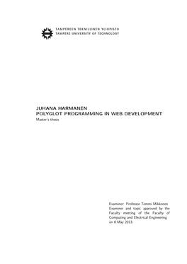 POLYGLOT PROGRAMMING in WEB DEVELOPMENT Master’S Thesis